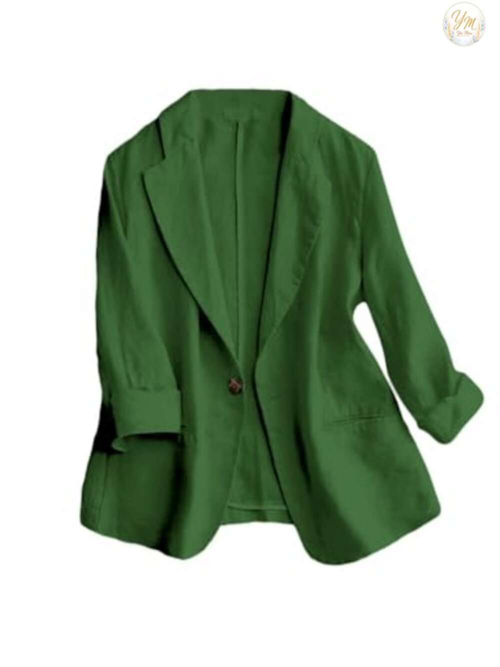 Women's Casual Linen Blend Blazer 3/4 Sleeve Notch Collar Lightweight